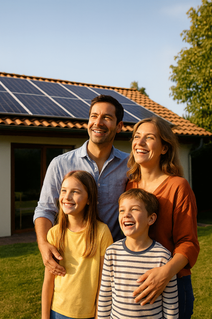 Familia disfrutando de su instalacion solar con prienergy